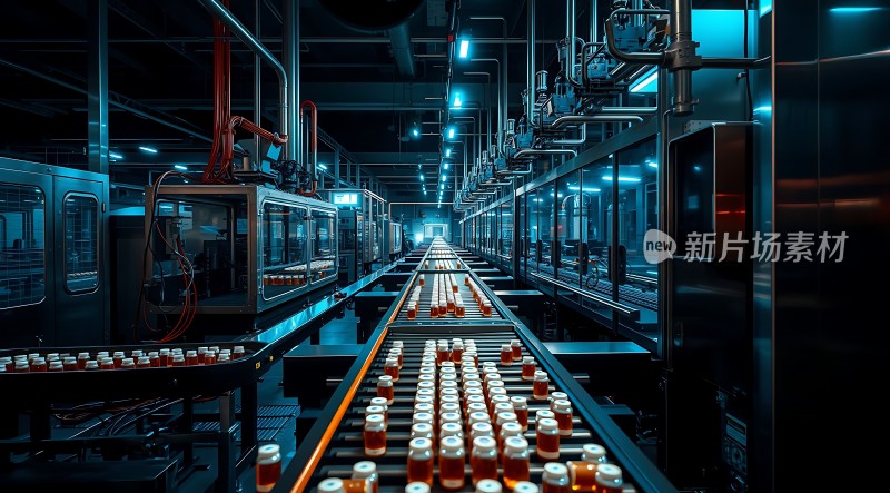 现代工厂生产线上的药品生产过程
