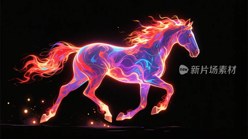 发光炫彩奔跑的梦幻之马