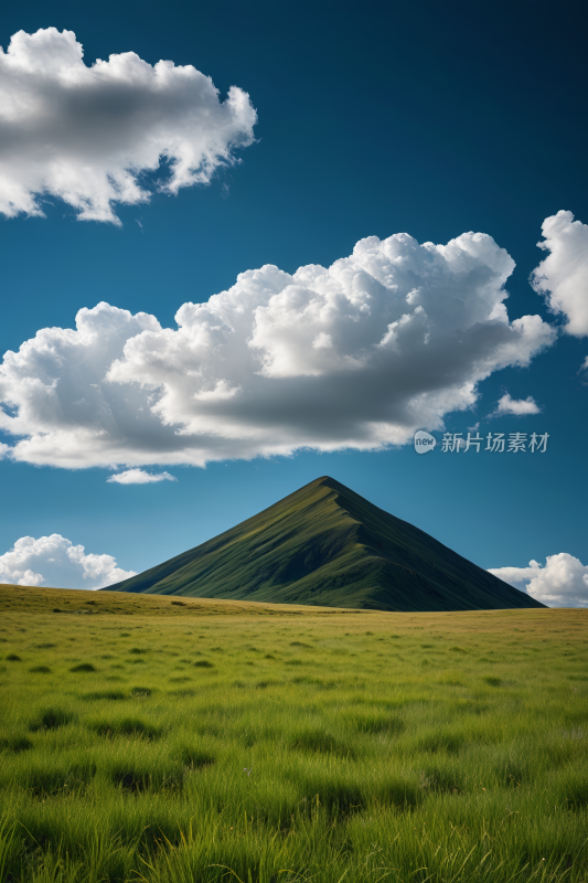 一大片草地一座高山清风景图片