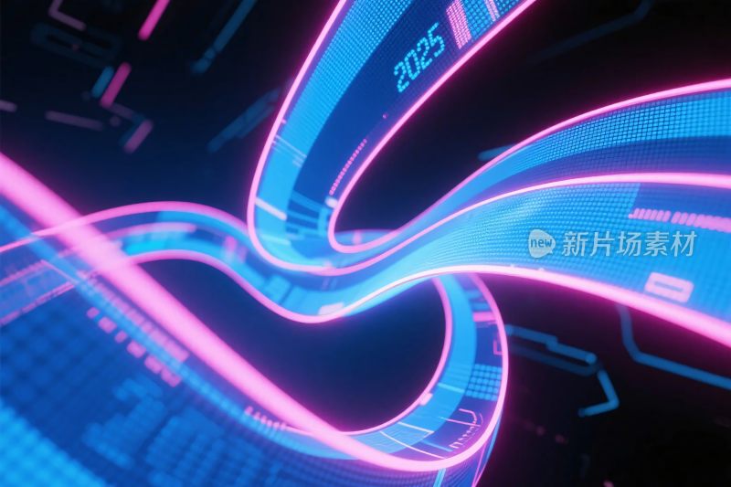 科技霓虹线条插画