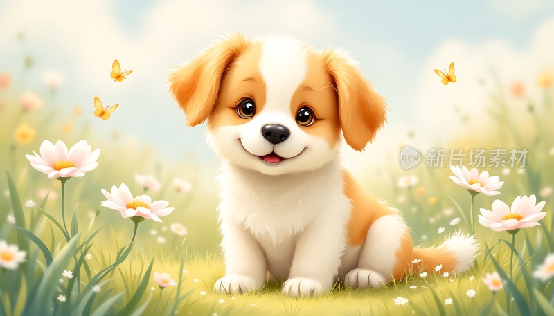 阳光下的快乐小狗