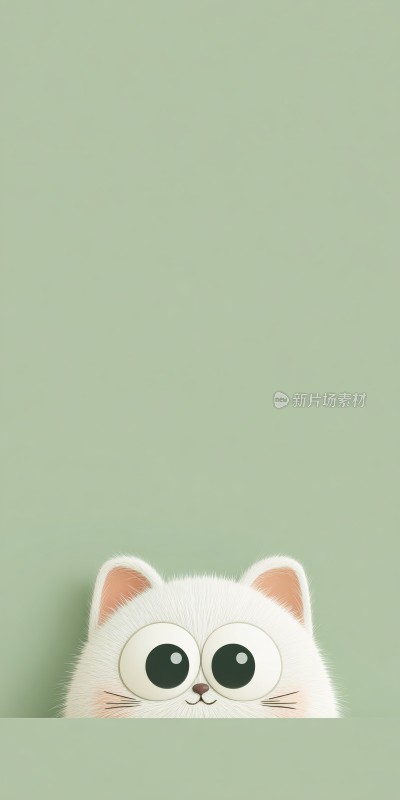 可爱白猫探出头插画