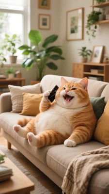 橘猫沙发手机打电话 橘猫沙发手机打电话