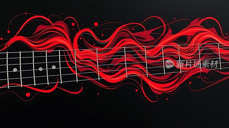 红色旋律吉他弦乐艺术