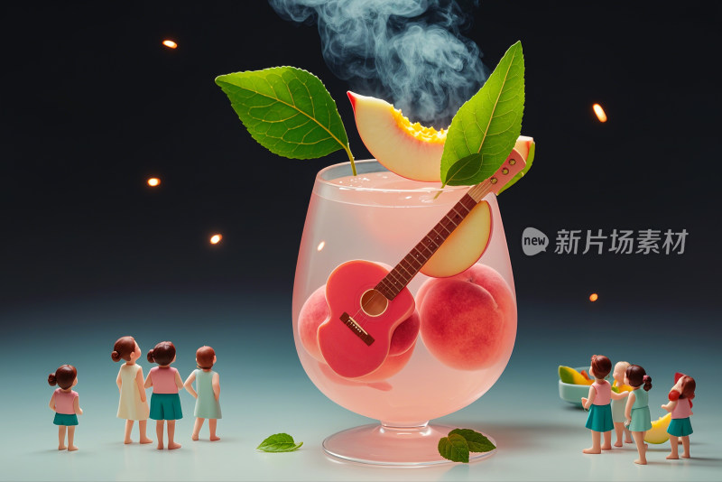 水蜜桃桃子微观摄影桃汁创意背景