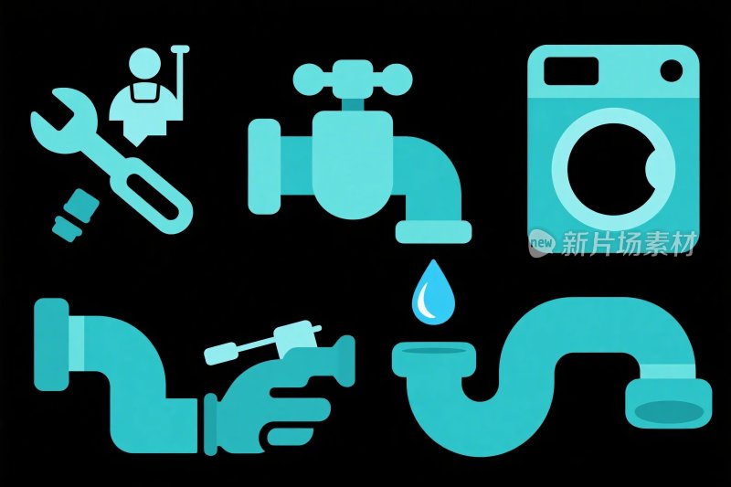 管道设施维修插画