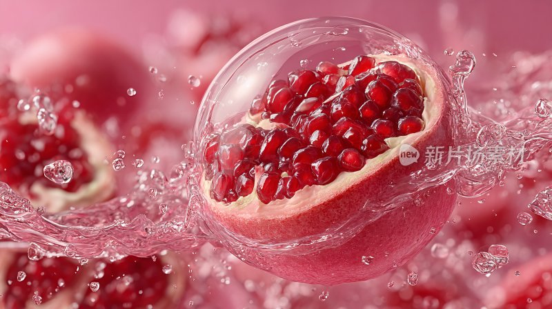 石榴入水瞬间的美妙画面