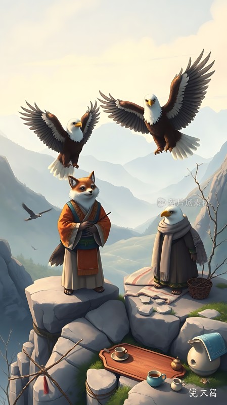 仙狐与鹰王品茗论道