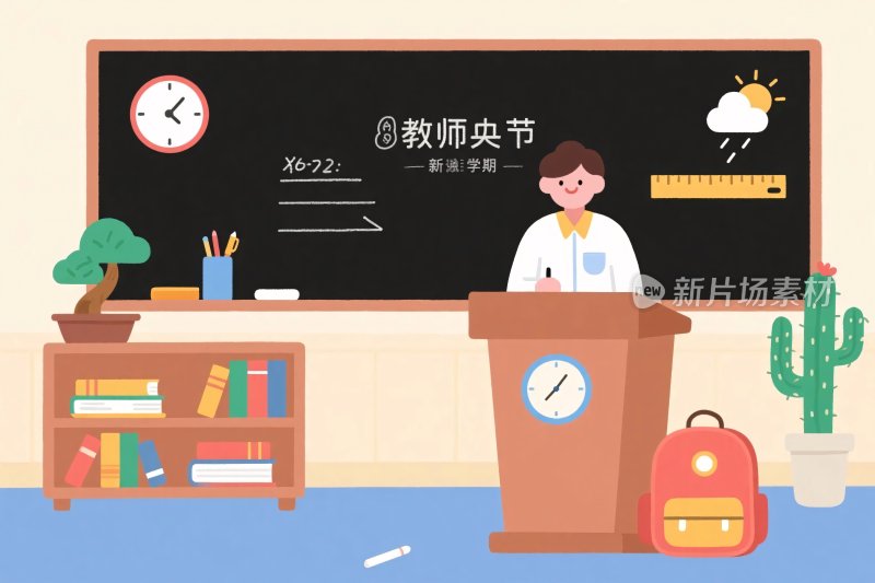 教师节校园教学场景插画