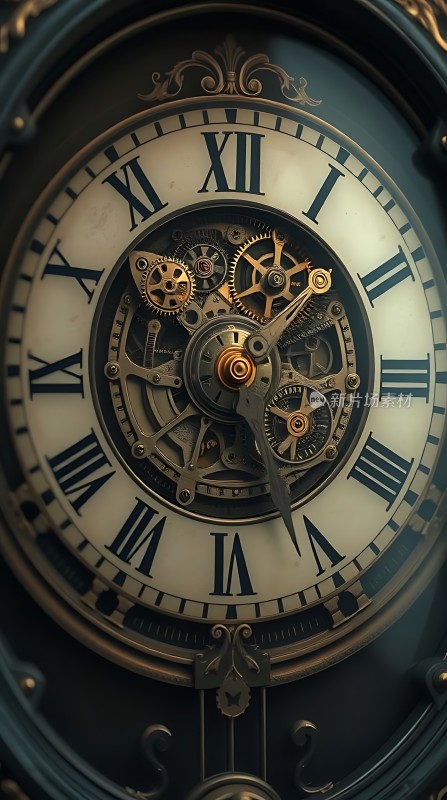 古铜色齿轮时钟