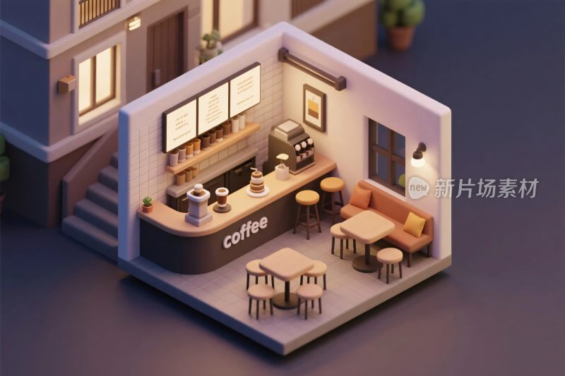 等距视角小咖啡馆