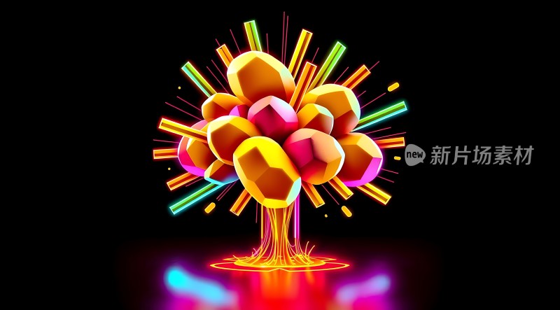 新片场素材炫彩几何爆炸树