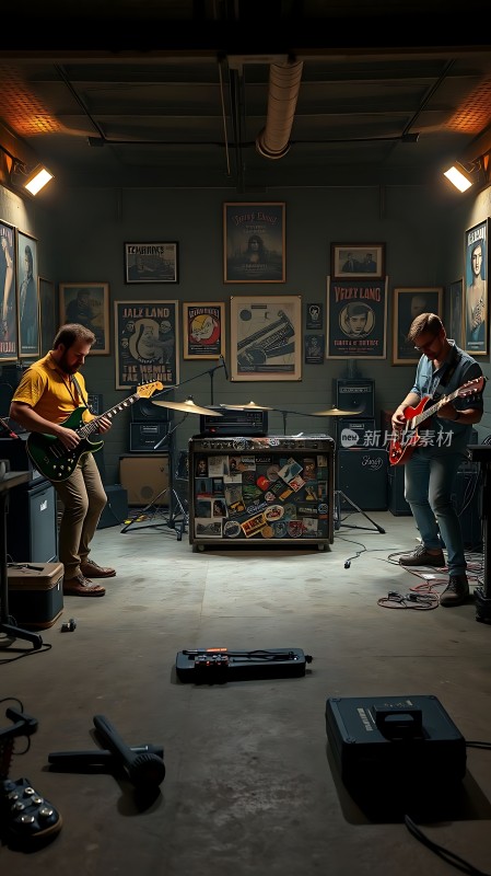 吉他手在音乐室里演奏