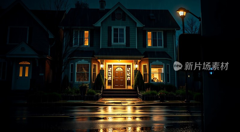 温馨夜色下的温暖家园