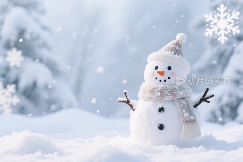 冬季雪地雪人场景