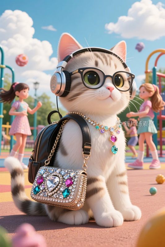 卡通猫咪游乐场景