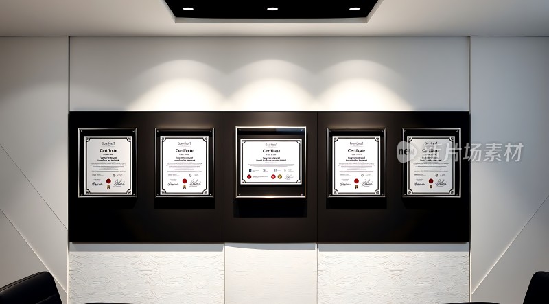 证书展示墙彰显荣誉与成就
