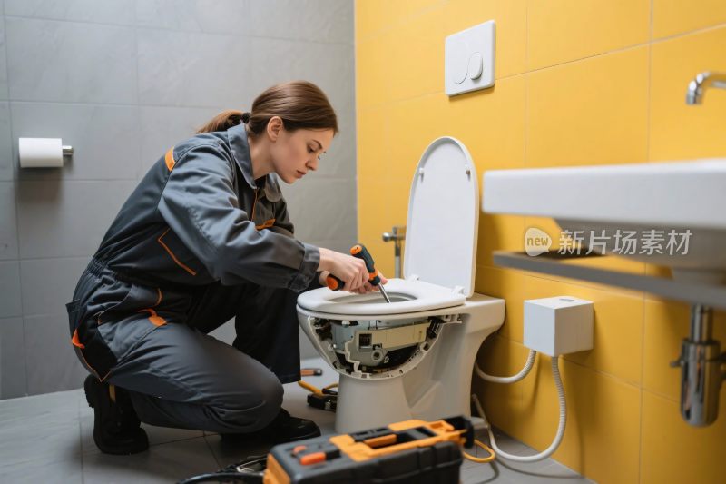 卫生间马桶维修场景