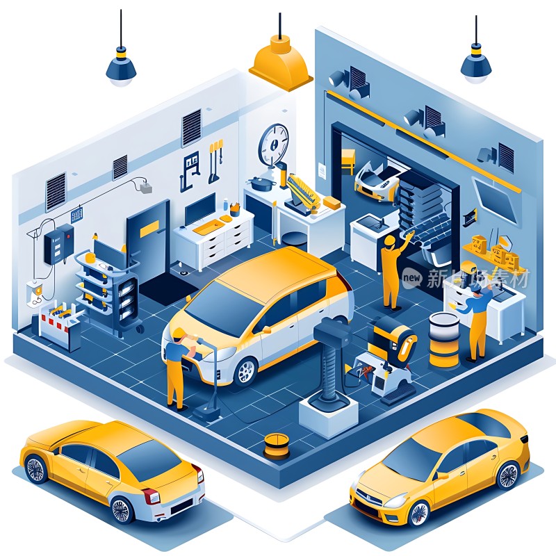 车间里的汽车维修
