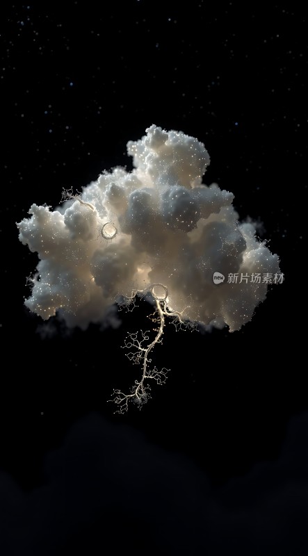 云中树影梦幻夜空