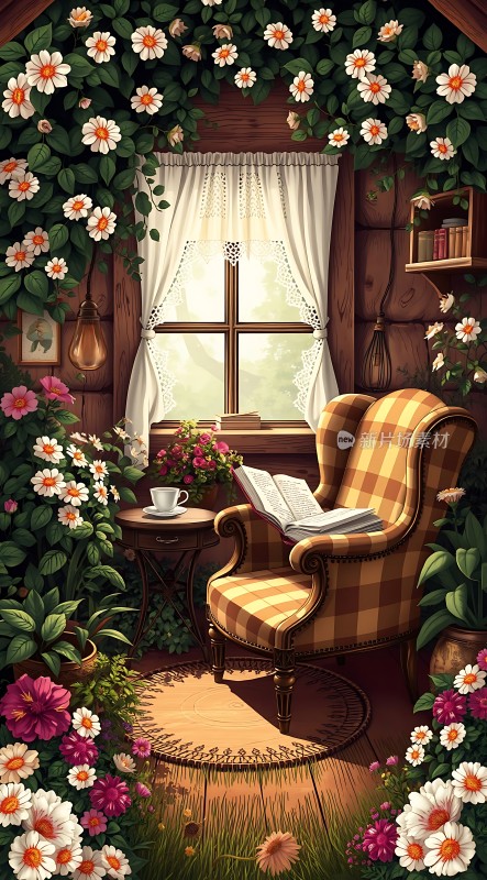 阳光午后书香伴花影