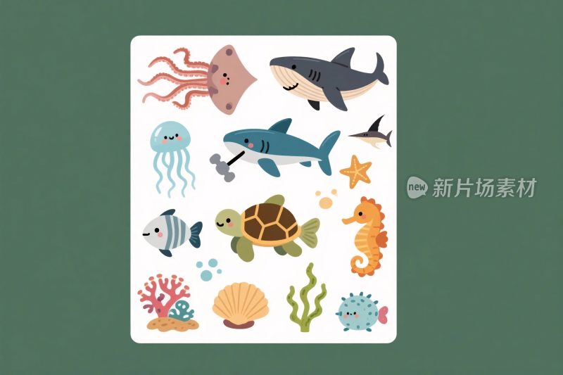 海洋生物卡通插画