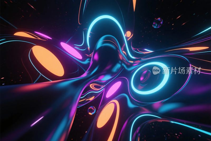 抽象霓虹动态插画