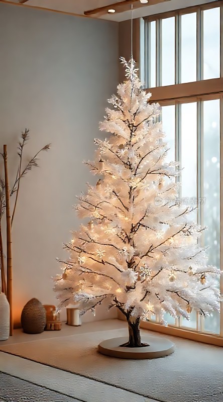白色圣诞树温馨家居装饰