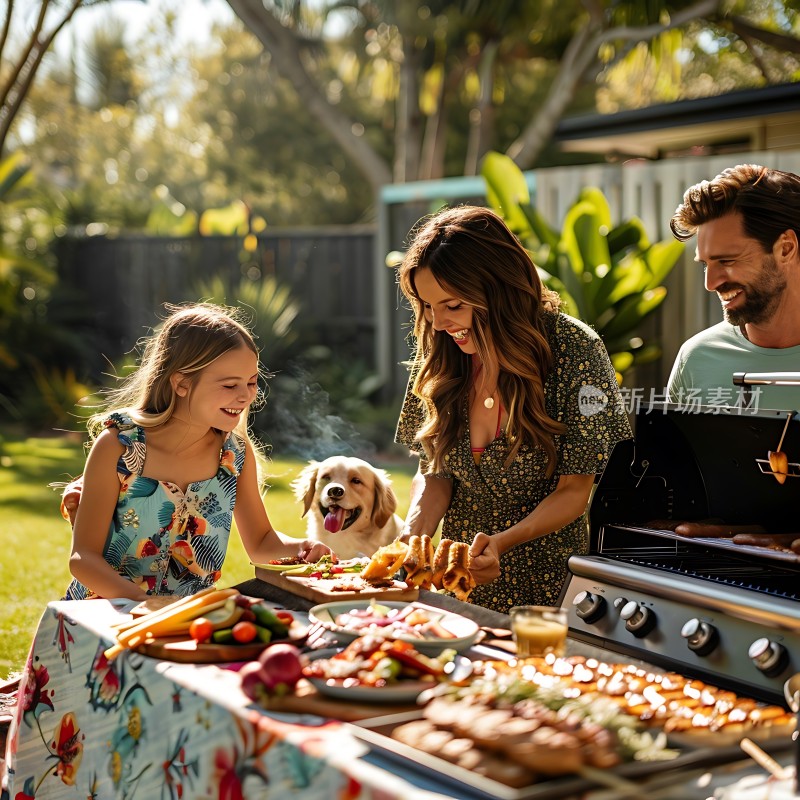 家庭烧烤聚会享受美好时光