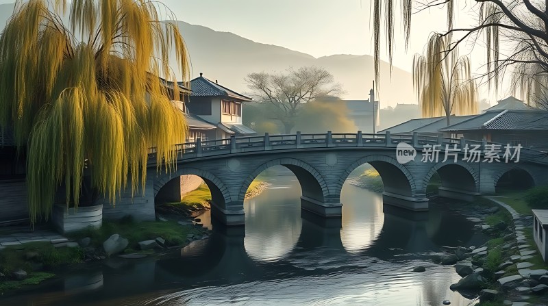 古桥柳影映水乡