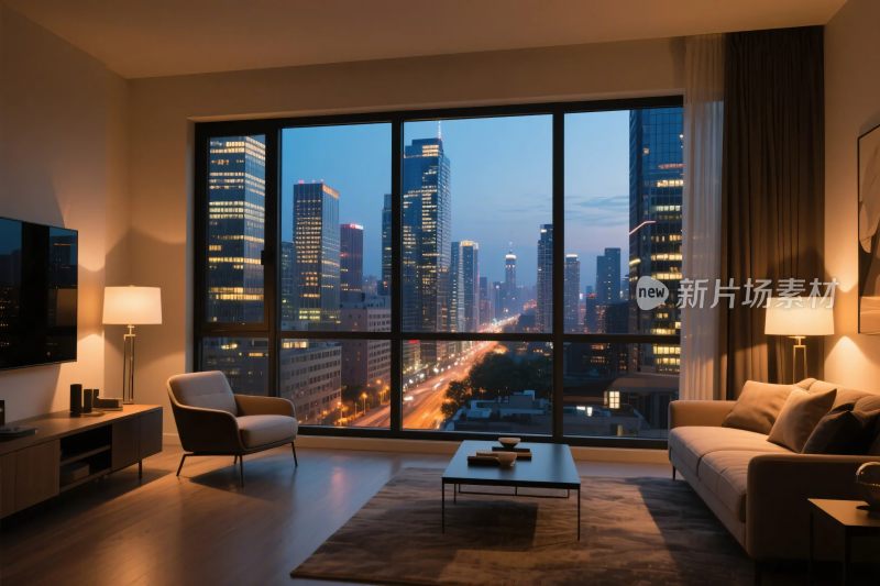 现代客厅城市景观图