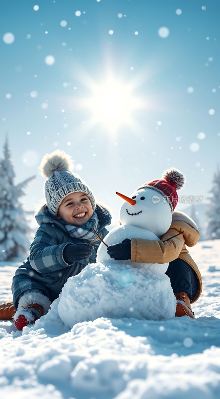 阳光下的雪人乐趣时光