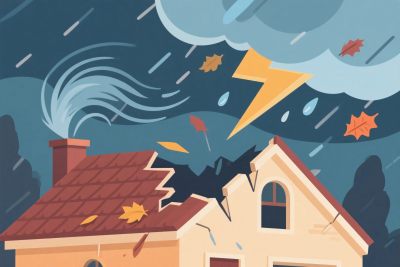 暴风雨中的房屋破坏 暴风雨中的房屋破坏