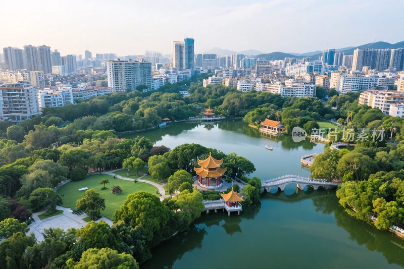 城市湖泊古建景观