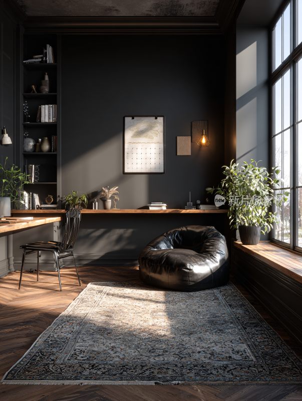 现代风格的室内书房场景