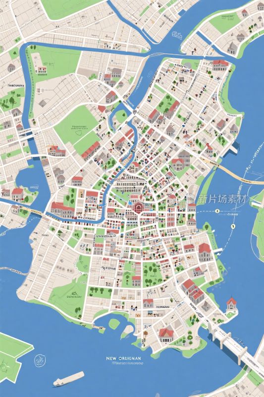 城市地理地图插画