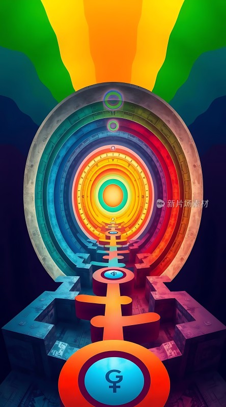 性别平等之路多彩同心圆