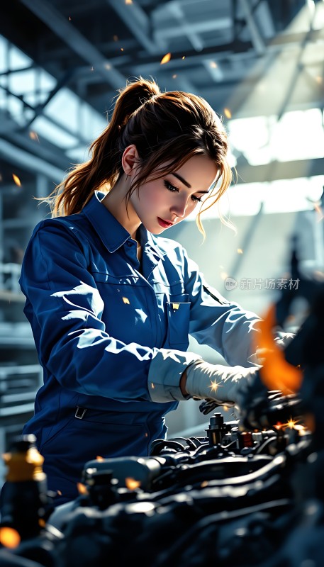 机械师专注检修发动机