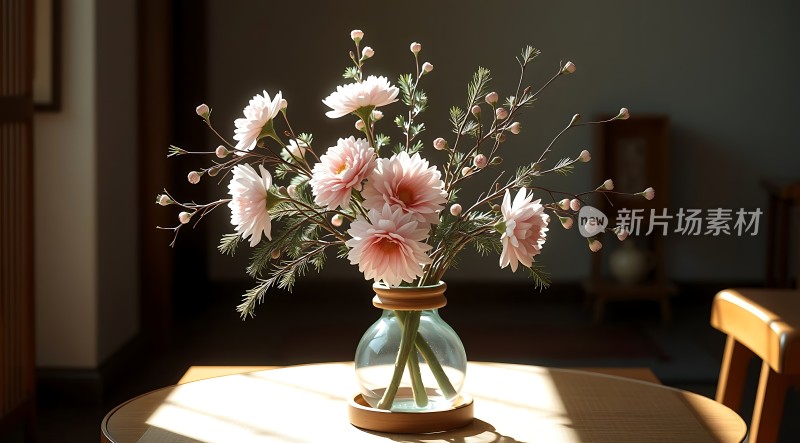 阳光下的温馨花艺展示