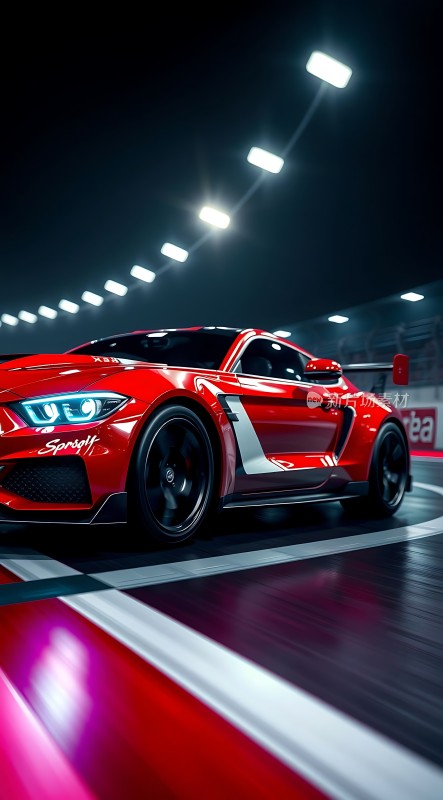 红色赛车在赛道上疾驰