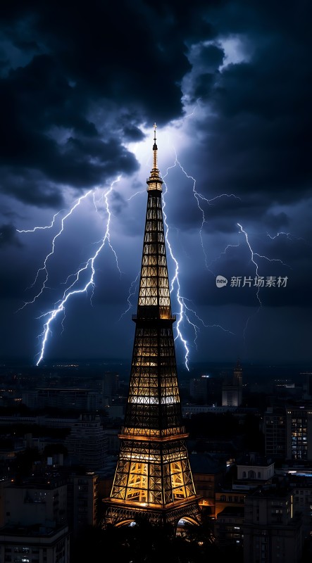 巴黎铁塔闪电之夜