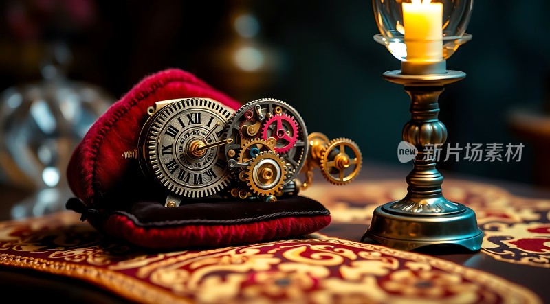 蒸汽朋克时钟与烛台