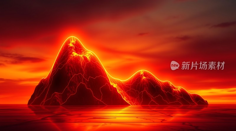 熔岩山脉日落奇景