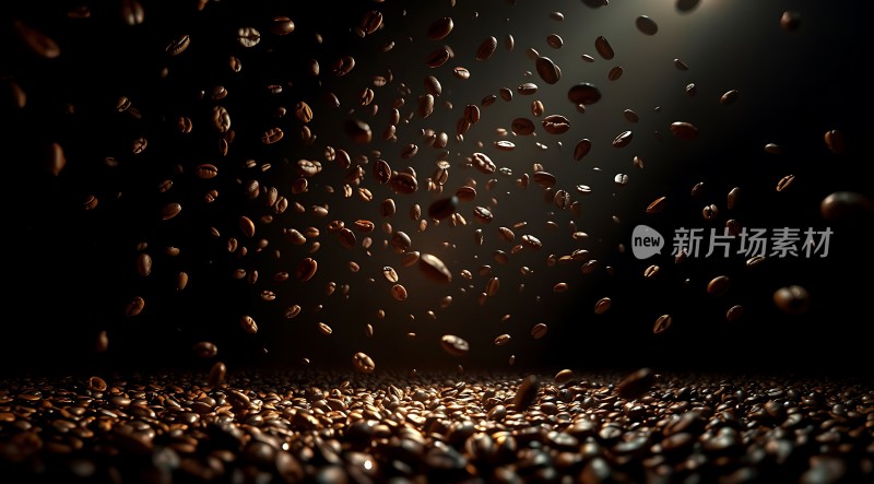 咖啡豆在空中飞舞