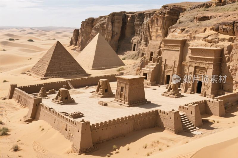 沙漠古建筑遗迹景观