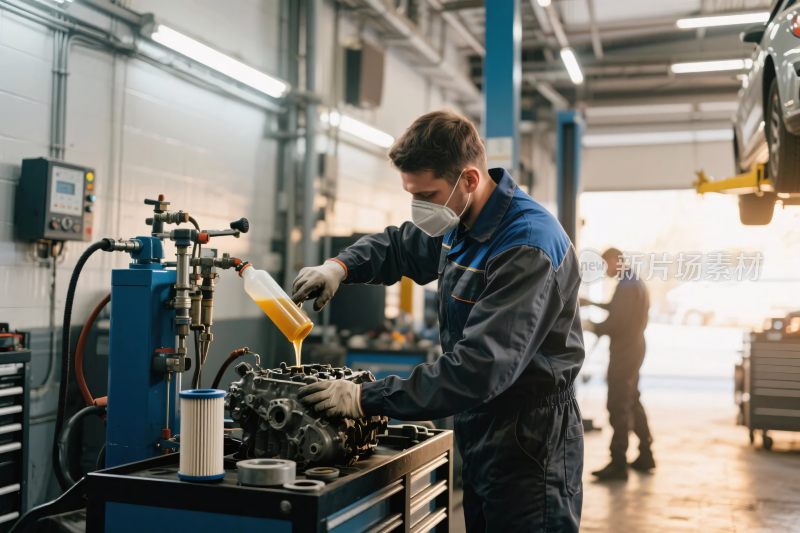 汽修工人在车间维修作业