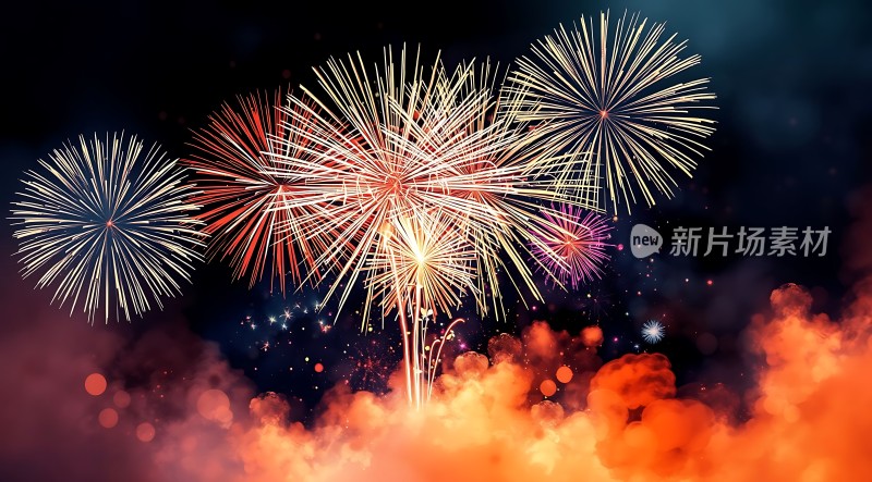 烟花绽放夜空色彩斑斓璀璨夺目