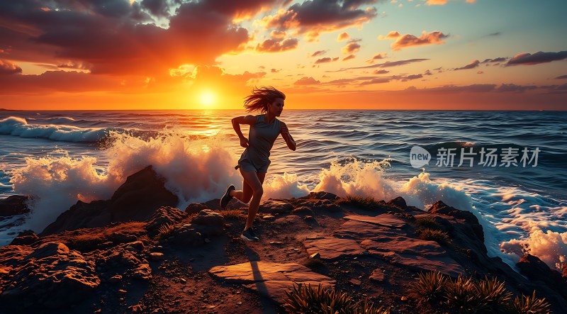 日落下的奔跑者