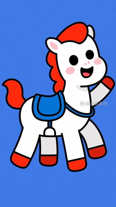 可爱卡通小马形象插画
