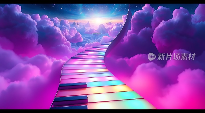 钢琴键云梯通往星空
